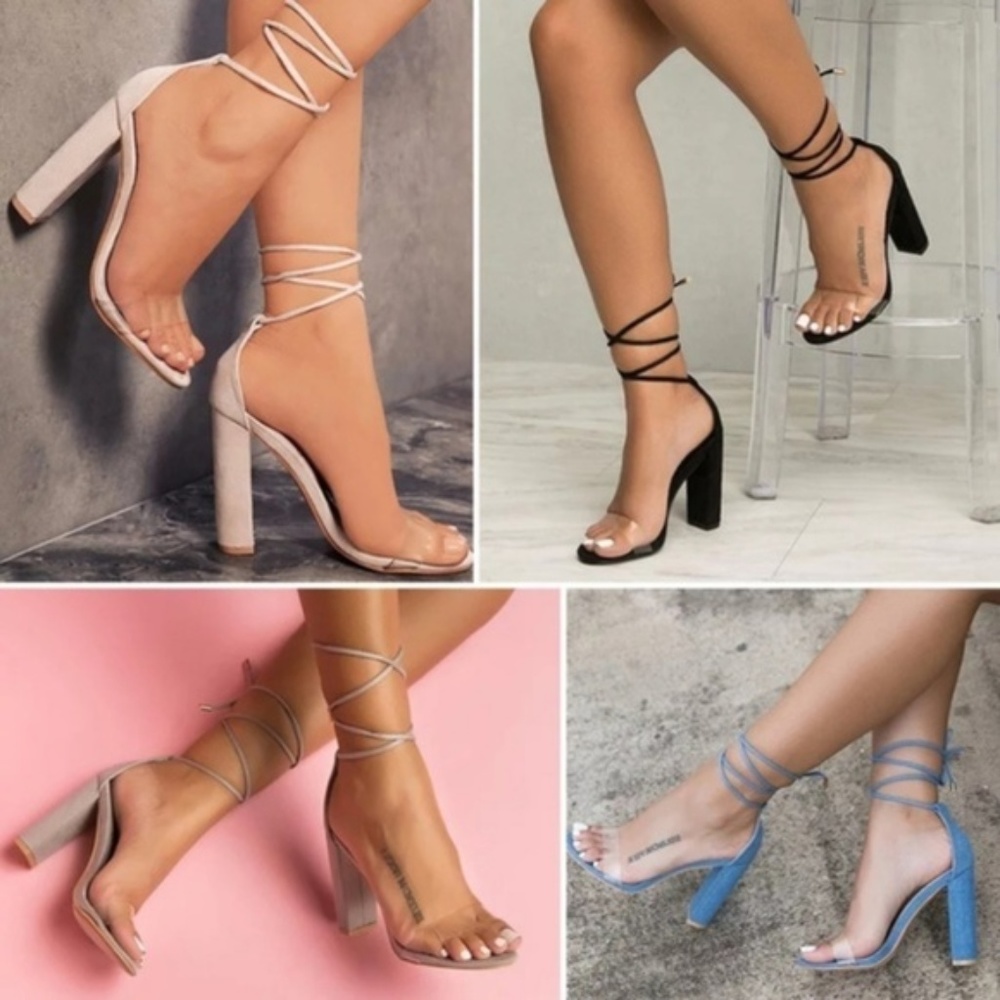 Sale! Khloe High Heel Sexy Sandal Laceup Heel Nude👇💝💖 Size 9 - Picture 3 of 4